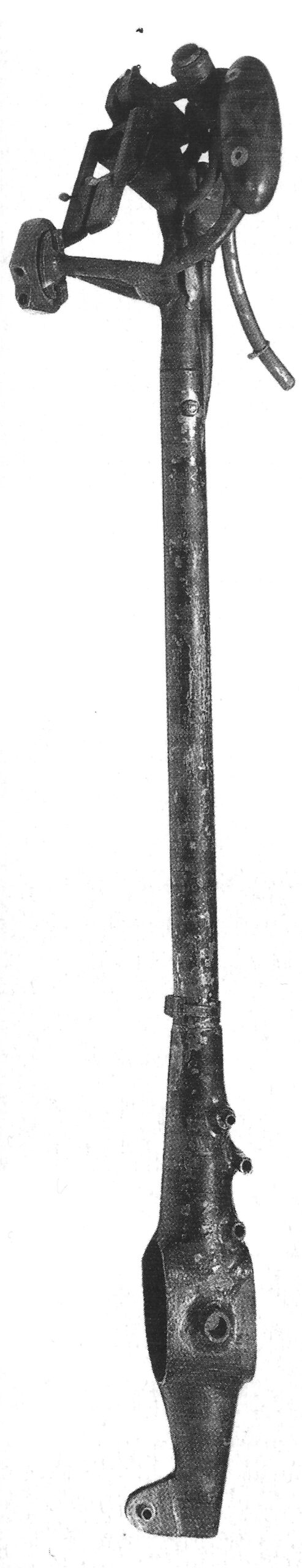 a close up of a metal object on a white background